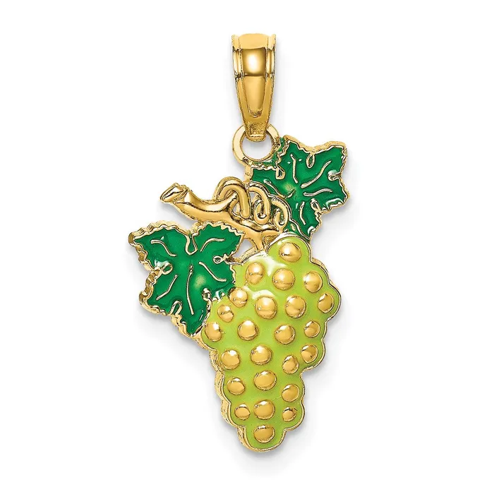 14k Yellow Gold W Enamel Grapes W Stem and Leaf Charm Goldia Charm Necklaces 14k Yellow Gold W Enamel Grapes W Stem and Leaf Charm Goldia Charm Necklaces