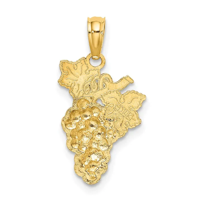14k Yellow Gold W Enamel Grapes W Stem and Leaf Charm Goldia Charm Necklaces