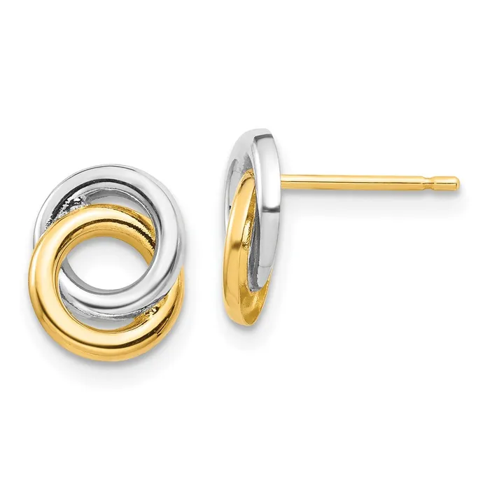 14k Yellow Rhodium Gold White Rhodium Circles Post Earrings Goldia Earrings