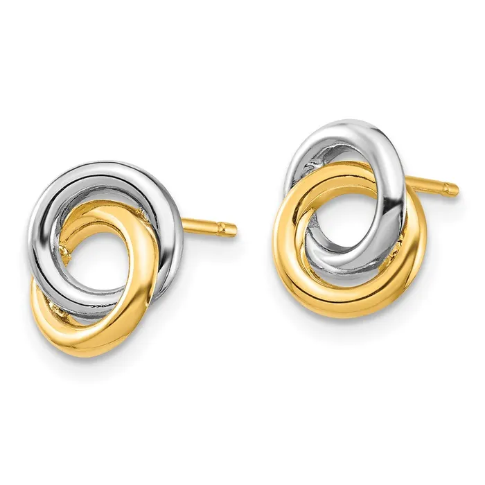 14k Yellow Rhodium Gold White Rhodium Circles Post Earrings Goldia Earrings
