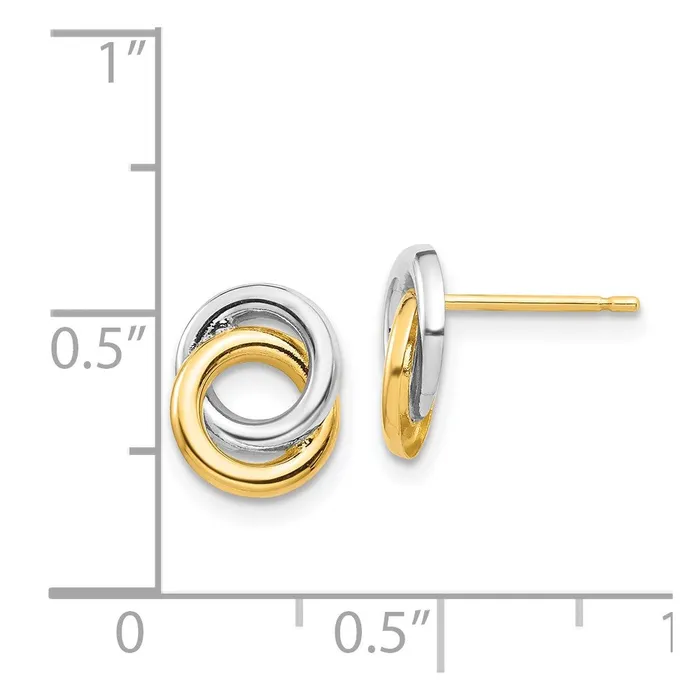 14k Yellow Rhodium Gold White Rhodium Circles Post Earrings Goldia Earrings