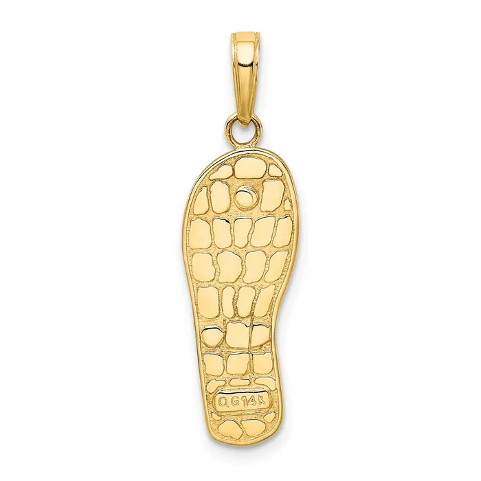 14k Yellow u0026 Rhodium Gold Rhodium 3D Enameled Flowers On Green Flip Flop Pendant Goldia Necklaces