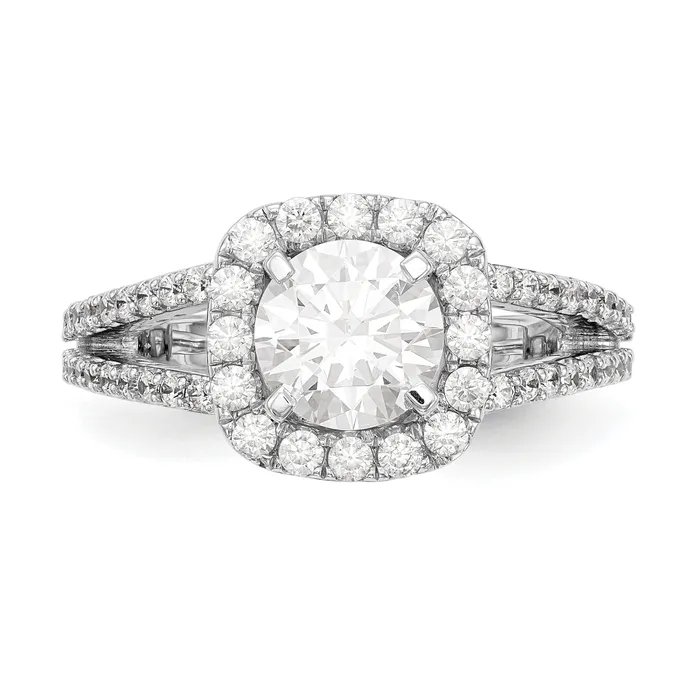 14KW Peg Set Simulated Diamond Cushion Halo Engagement Ring Goldiacom Rings