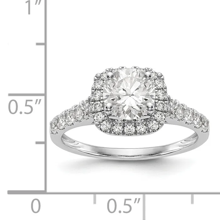 14KW Peg Set Simulated Diamond Cushion Halo Engagement Ring Goldiacom Rings