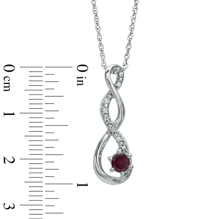 55mm Garnet and Natural Diamond Accent Twist Pendant in Sterling Silver Goldia Necklaces 55mm Garnet and Natural Diamond Accent Twist Pendant in Sterling Silver Goldia Necklaces