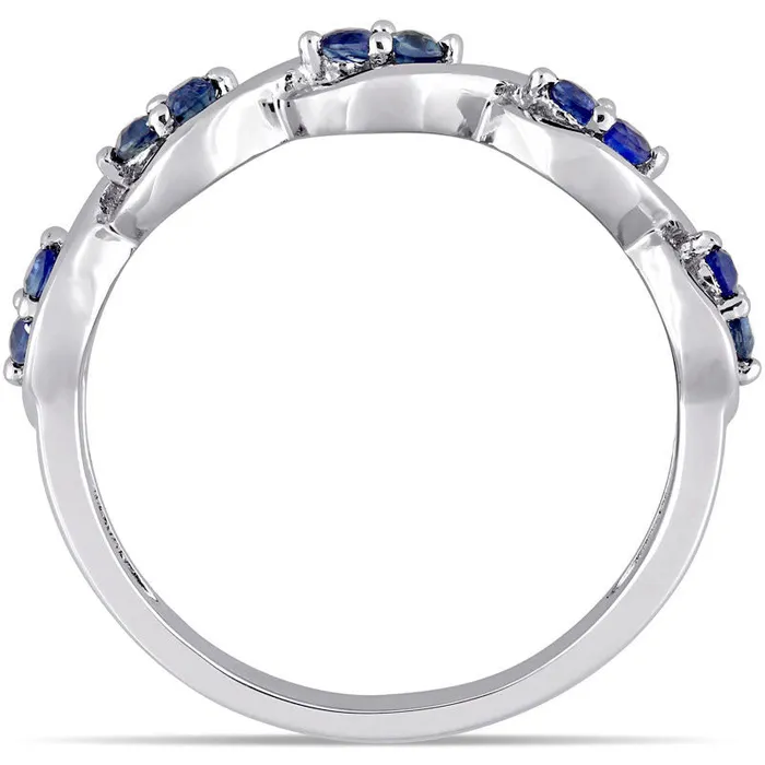 Blue Sapphire Duo Twist Ring in Solid 14K White Gold Goldia Rings Blue Sapphire Duo Twist Ring in Solid 14K White Gold Goldia Rings