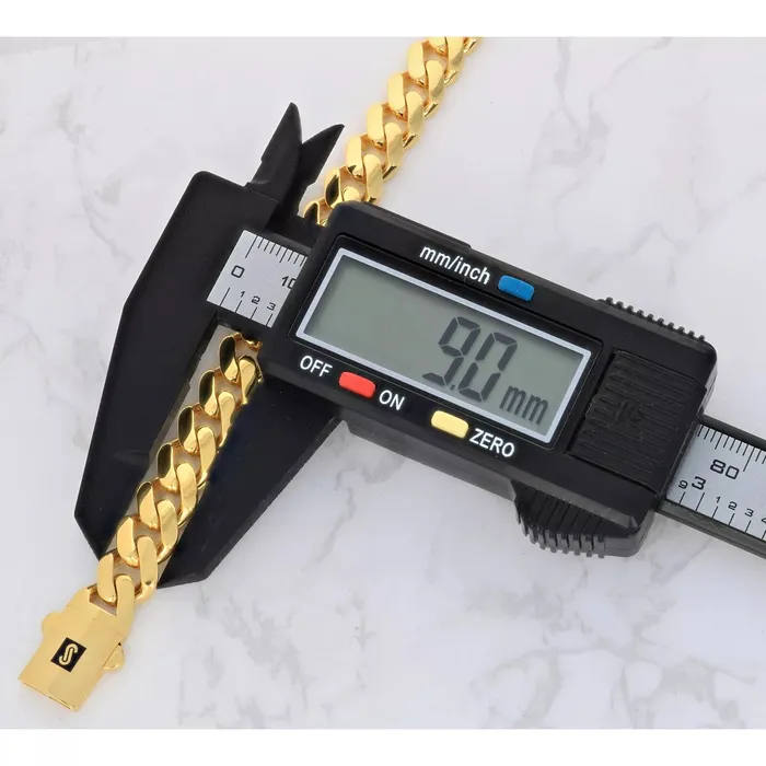 Bracelets 14k Yellow Gold Royal Monaco Miami Cuban Link 9mm Chain Bracelet w Box Clasp 7 Goldiacom