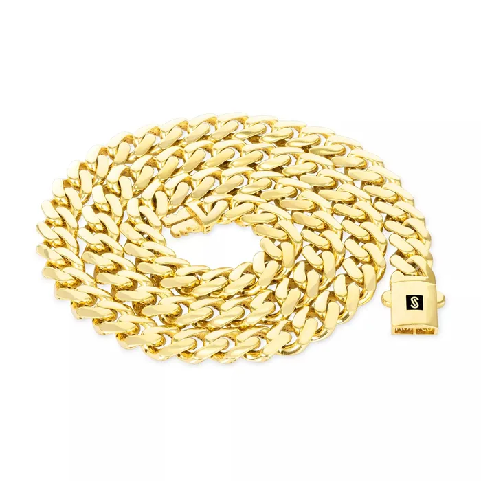 Bracelets 14k Yellow Gold Royal Monaco Miami Cuban Link 9mm Chain Bracelet w Box Clasp 7 Goldiacom