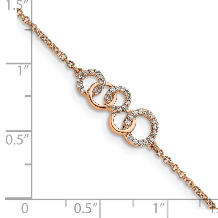 Bracelets goldiaca 14k Rose Gold Natural Diamond Circles wStar Dangle 7in Bracelet