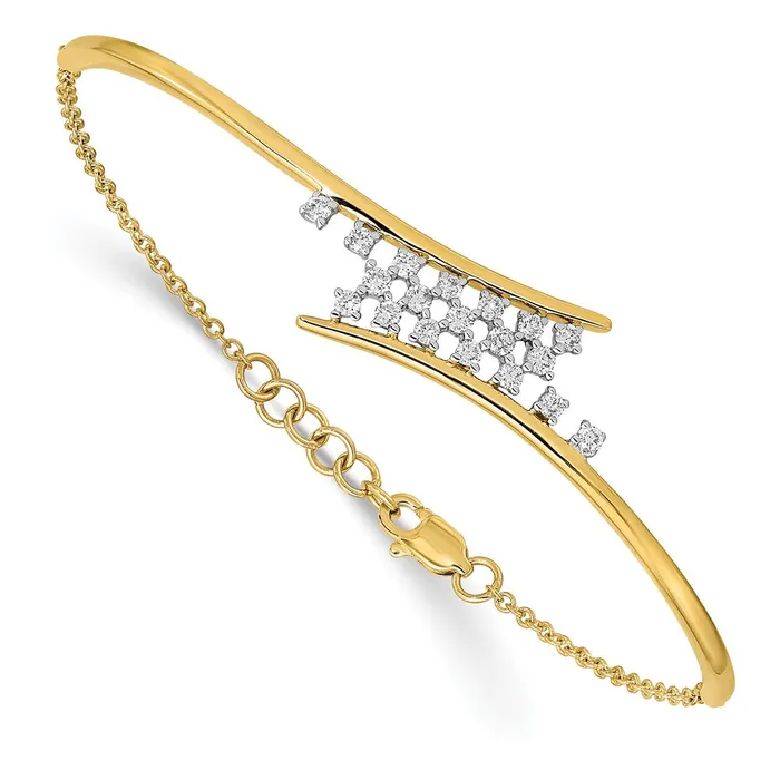 Bracelets goldiaca 14k Yellow Gold Polished Natural Diamond Cluster Center Bar 7in w5 ext Bracelet Bracelets goldiaca 14k Yellow Gold Polished Natural Diamond Cluster Center Bar 7in w5 ext Bracelet