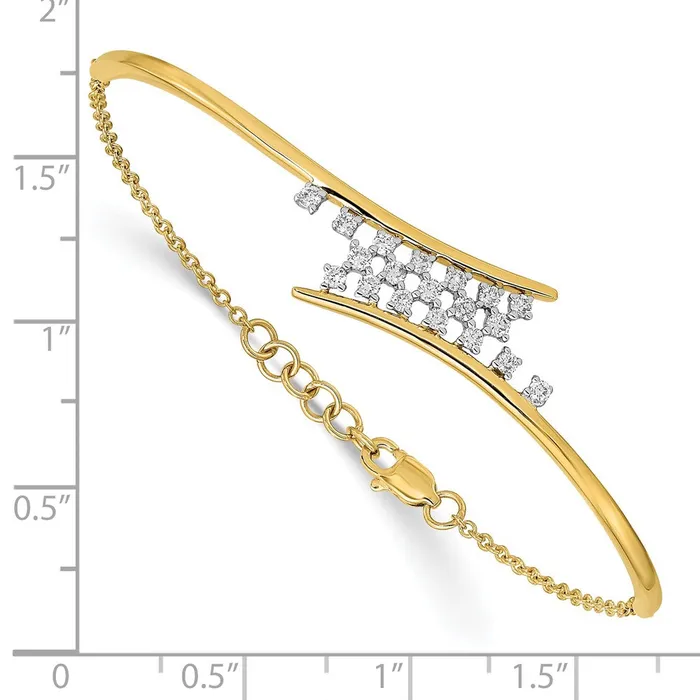 Bracelets goldiaca 14k Yellow Gold Polished Natural Diamond Cluster Center Bar 7in w5 ext Bracelet