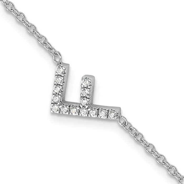 Bracelets goldiaca 14KW Natural Diamond Sideways Letter F w 1in ext Bracelet Bracelets goldiaca 14KW Natural Diamond Sideways Letter F w 1in ext Bracelet