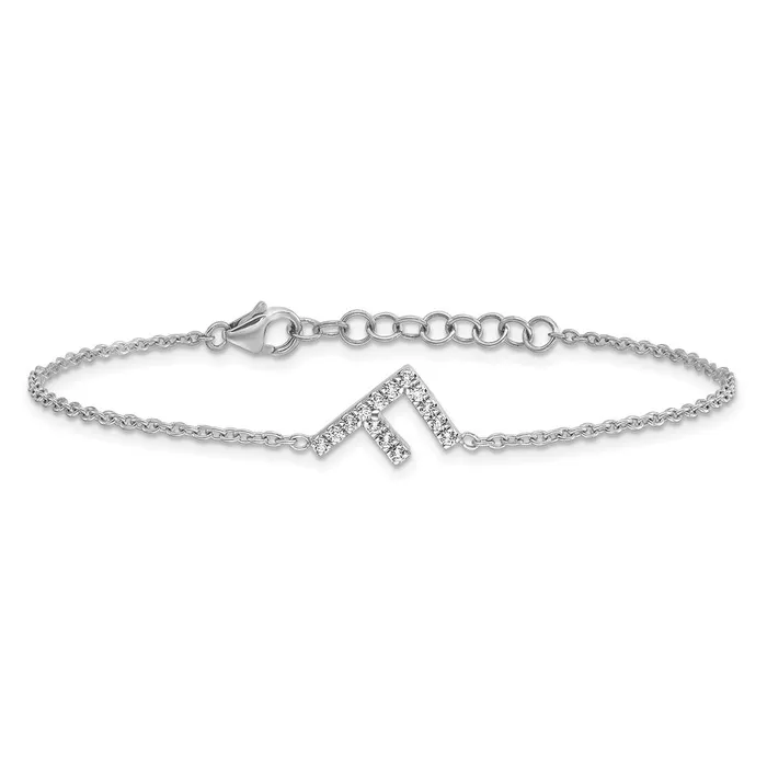 Bracelets goldiaca 14KW Natural Diamond Sideways Letter F w 1in ext Bracelet