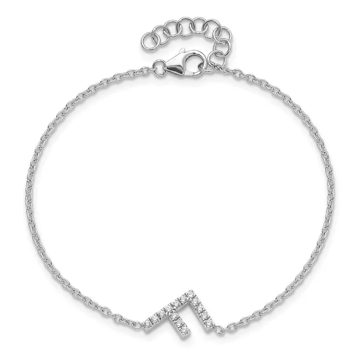 Bracelets goldiaca 14KW Natural Diamond Sideways Letter F w 1in ext Bracelet