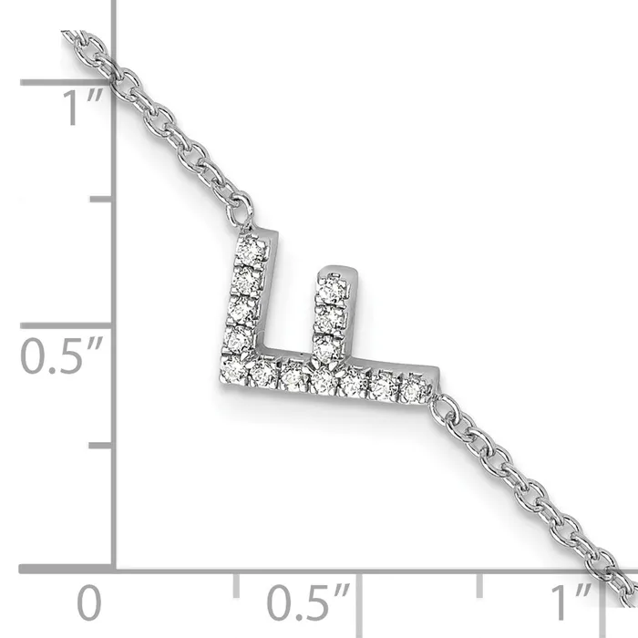 Bracelets goldiaca 14KW Natural Diamond Sideways Letter F w 1in ext Bracelet