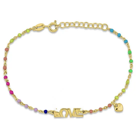 Bracelets JMS always Original Amour Love and Heart Charm Bracelet in Yellow Plated Sterling Silver Bracelets JMS always Original Amour Love and Heart Charm Bracelet in Yellow Plated Sterling Silver