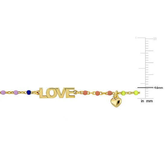 Bracelets JMS always Original Amour Love and Heart Charm Bracelet in Yellow Plated Sterling Silver