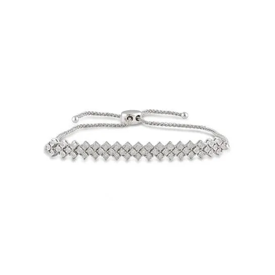 Bracelets JMS always Original Diamond Muse 020 cttw White Gold Over Sterling Silver Diamond Accent Bolo Bracelet for Women