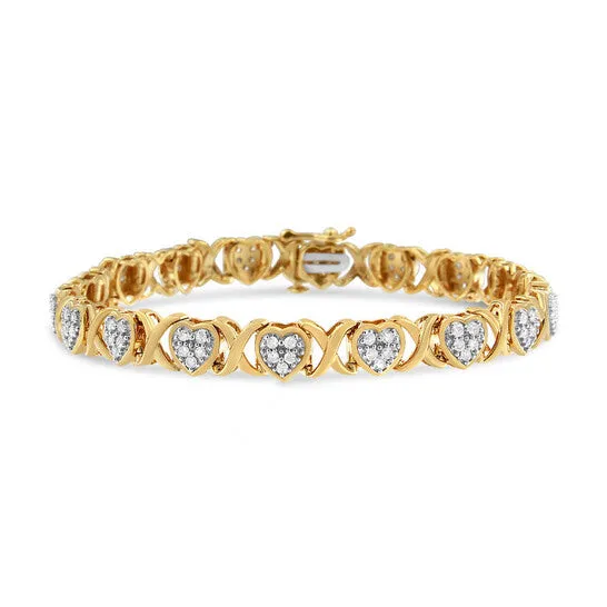 Bracelets JMS always Original Haus of Brilliance 14KY Yellow Gold Plated 925 Sterling Silver 100 Cttw Diamond Heart and X Link Bracelet IJ Color I3 Clarity Bracelets JMS always Original Haus of Brilliance 14KY Yellow Gold Plated 925 Sterling Silver 100 Cttw Diamond Heart and X Link Bracelet IJ Color I3 Clarity