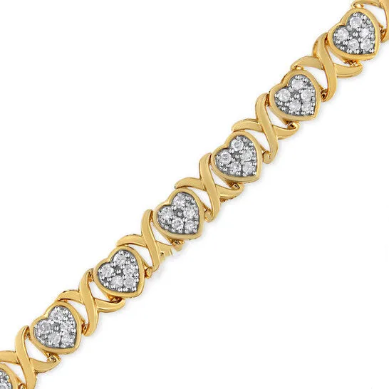 Bracelets JMS always Original Haus of Brilliance 14KY Yellow Gold Plated 925 Sterling Silver 100 Cttw Diamond Heart and X Link Bracelet IJ Color I3 Clarity Bracelets JMS always Original Haus of Brilliance 14KY Yellow Gold Plated 925 Sterling Silver 100 Cttw Diamond Heart and X Link Bracelet IJ Color I3 Clarity