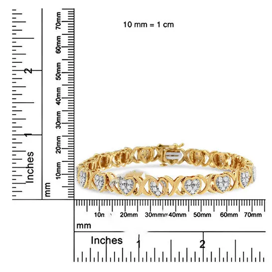 Bracelets JMS always Original Haus of Brilliance 14KY Yellow Gold Plated 925 Sterling Silver 100 Cttw Diamond Heart and X Link Bracelet IJ Color I3 Clarity Bracelets JMS always Original Haus of Brilliance 14KY Yellow Gold Plated 925 Sterling Silver 100 Cttw Diamond Heart and X Link Bracelet IJ Color I3 Clarity