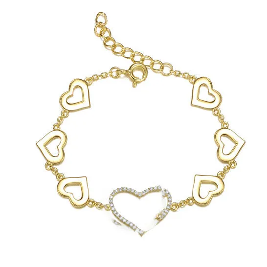Bracelets JMS always Original Megan Walford 14k Gold Plated with DIamond Cubic Zirconia Heart Halo Charm KidsTeens Bracelet Bracelets JMS always Original Megan Walford 14k Gold Plated with DIamond Cubic Zirconia Heart Halo Charm KidsTeens Bracelet