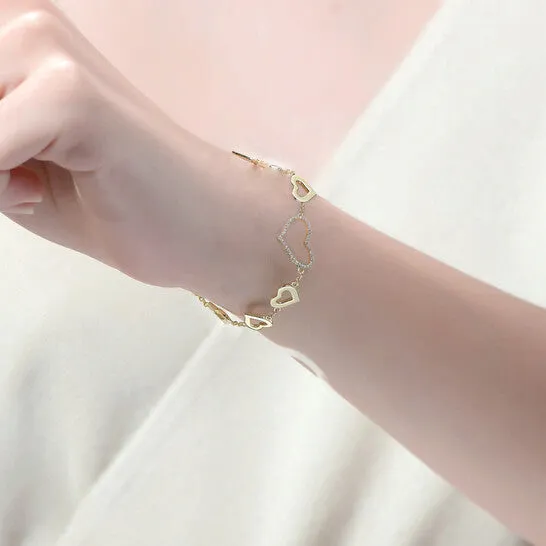 Bracelets JMS always Original Megan Walford 14k Gold Plated with DIamond Cubic Zirconia Heart Halo Charm KidsTeens Bracelet Bracelets JMS always Original Megan Walford 14k Gold Plated with DIamond Cubic Zirconia Heart Halo Charm KidsTeens Bracelet