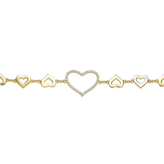 Bracelets JMS always Original Megan Walford 14k Gold Plated with DIamond Cubic Zirconia Heart Halo Charm KidsTeens Bracelet Bracelets JMS always Original Megan Walford 14k Gold Plated with DIamond Cubic Zirconia Heart Halo Charm KidsTeens Bracelet