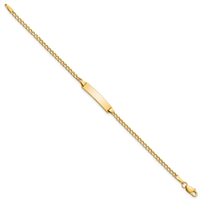 Bracelets MDS 14k SemiSolid Polished Cuban ID Bracelet Bracelets MDS 14k SemiSolid Polished Cuban ID Bracelet