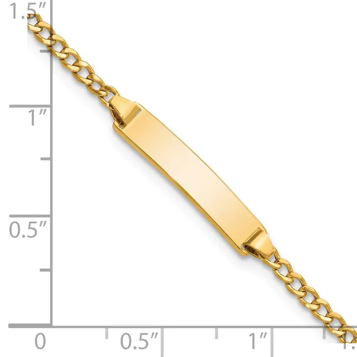 Bracelets MDS 14k SemiSolid Polished Cuban ID Bracelet Bracelets MDS 14k SemiSolid Polished Cuban ID Bracelet