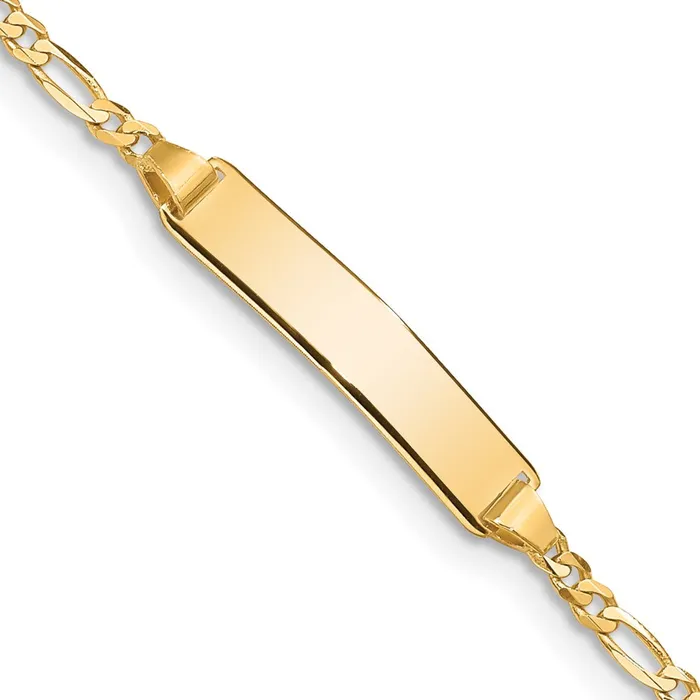 Bracelets MDS Solid 14K Yellow Gold Figaro Link ID Bracelet