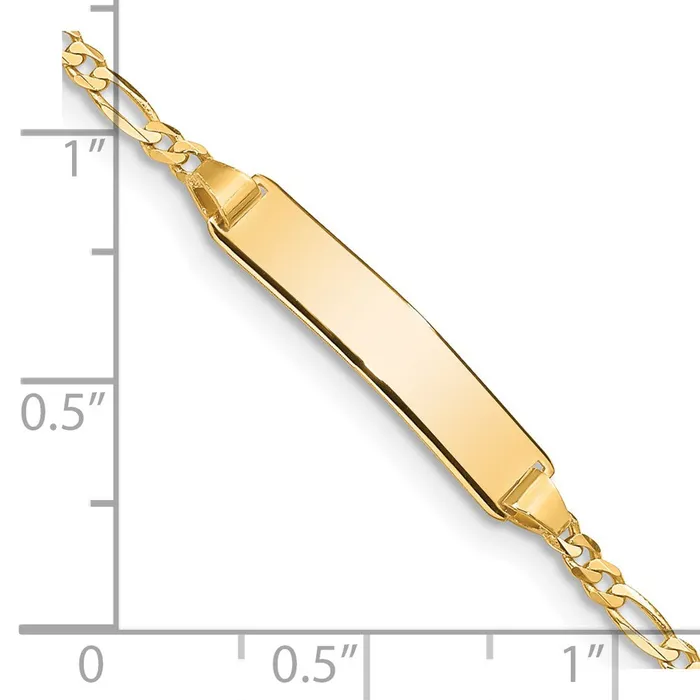 Bracelets MDS Solid 14K Yellow Gold Figaro Link ID Bracelet Bracelets MDS Solid 14K Yellow Gold Figaro Link ID Bracelet