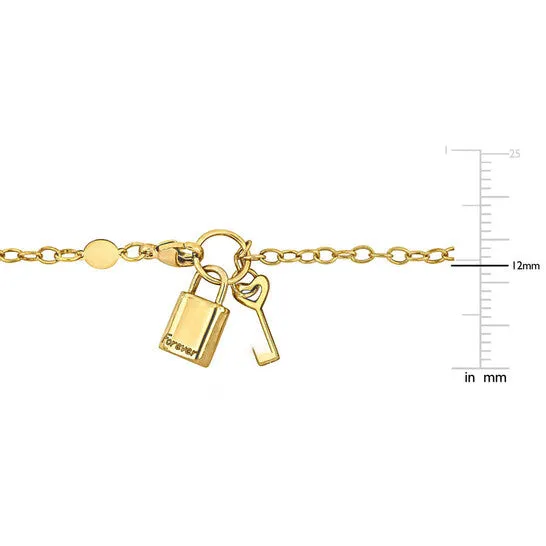 Bracelets Original Amour Padlock Key Charm Bracelet in 14k Yellow Gold JMS always Bracelets Original Amour Padlock Key Charm Bracelet in 14k Yellow Gold JMS always