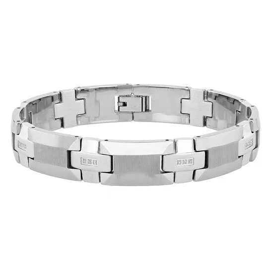 Bracelets Original Robert Alton 18CTW Diamond Tungsten High Polish Mens Link Bracelet JMS always Bracelets Original Robert Alton 18CTW Diamond Tungsten High Polish Mens Link Bracelet JMS always