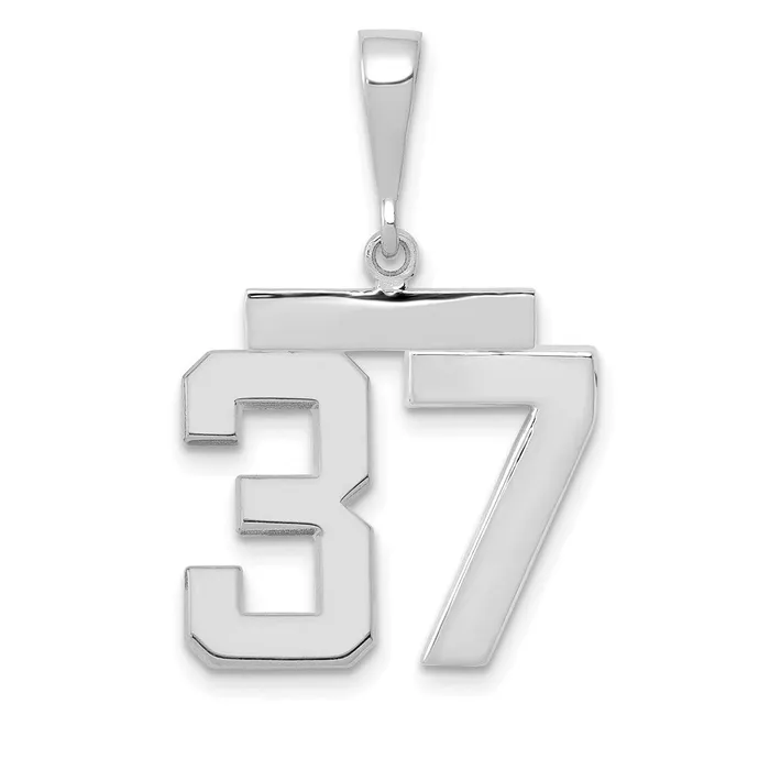 Charm Necklaces 14k White Goldw Medium Polished Number 37 Charm Goldia