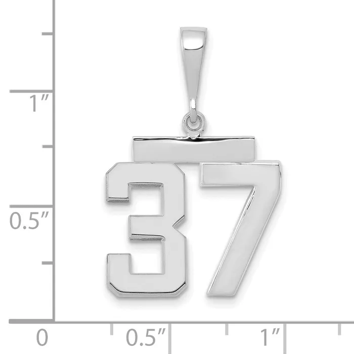 Charm Necklaces 14k White Goldw Medium Polished Number 37 Charm Goldia