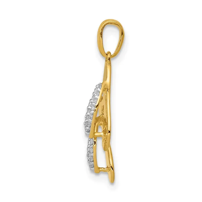 Charm Necklaces 14k Yellow Gold and Rhodium Real Diamond Flip Flops Charm Goldia