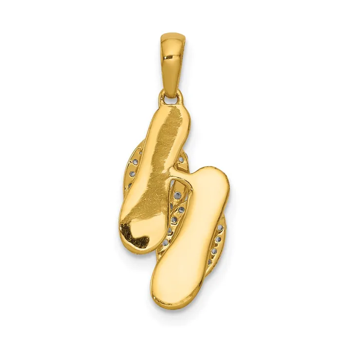 Charm Necklaces 14k Yellow Gold and Rhodium Real Diamond Flip Flops Charm Goldia