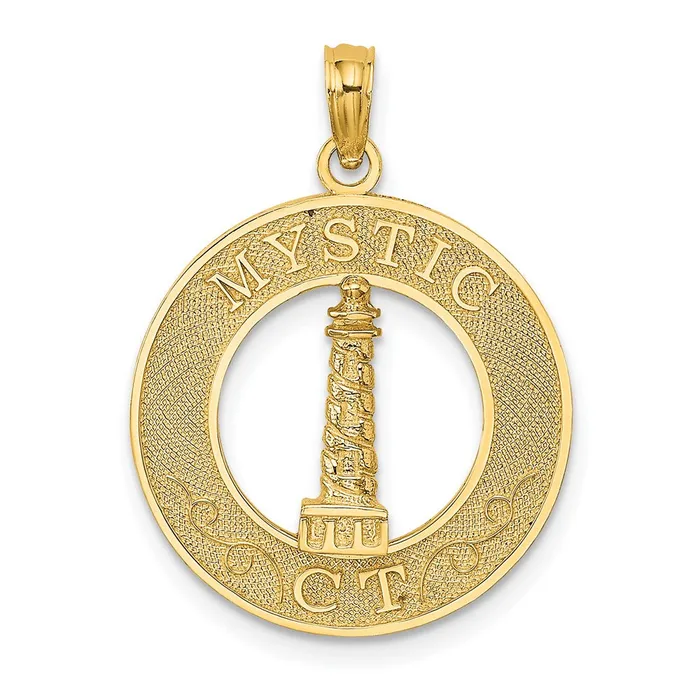 Charm Necklaces 14k Yellow Gold MYSTIC CT Lighthouse Charm Goldia