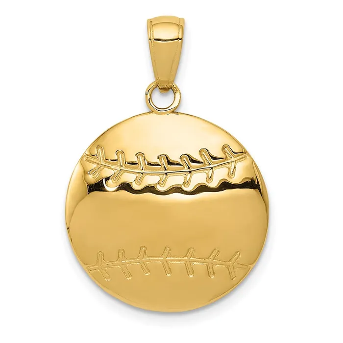 Charm Necklaces 14k Yellow Gold Polished Baseball Charm Goldia