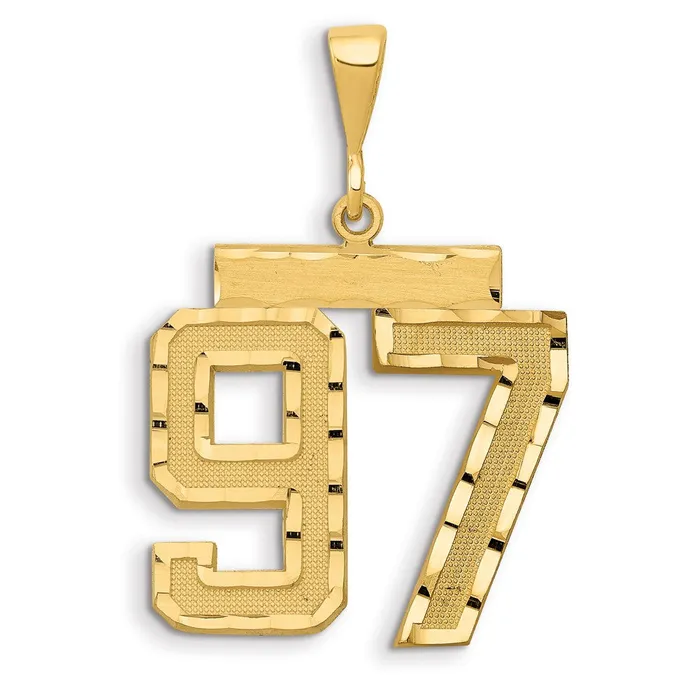 Charm Necklaces 14k Yellow Gold Small Brushed Diamondcut Number 97 Charm Goldia Charm Necklaces 14k Yellow Gold Small Brushed Diamondcut Number 97 Charm Goldia