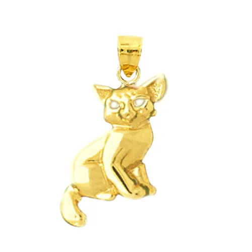 Charm Necklaces Goldia 14K Gold 16MM Cat Mini Charm