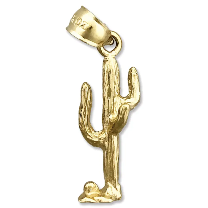 Charm Necklaces Goldia 14K Gold 3D Saguaro Cactus Charm