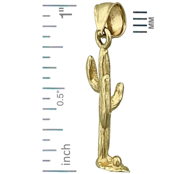 Charm Necklaces Goldia 14K Gold 3D Saguaro Cactus Charm