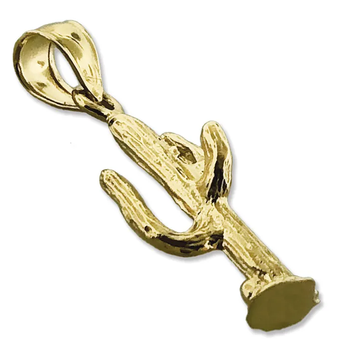 Charm Necklaces Goldia 14K Gold 3D Saguaro Cactus Charm