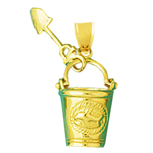 Charm Necklaces Goldia 14K Gold 3D Beach Pail and Shovel Charm
