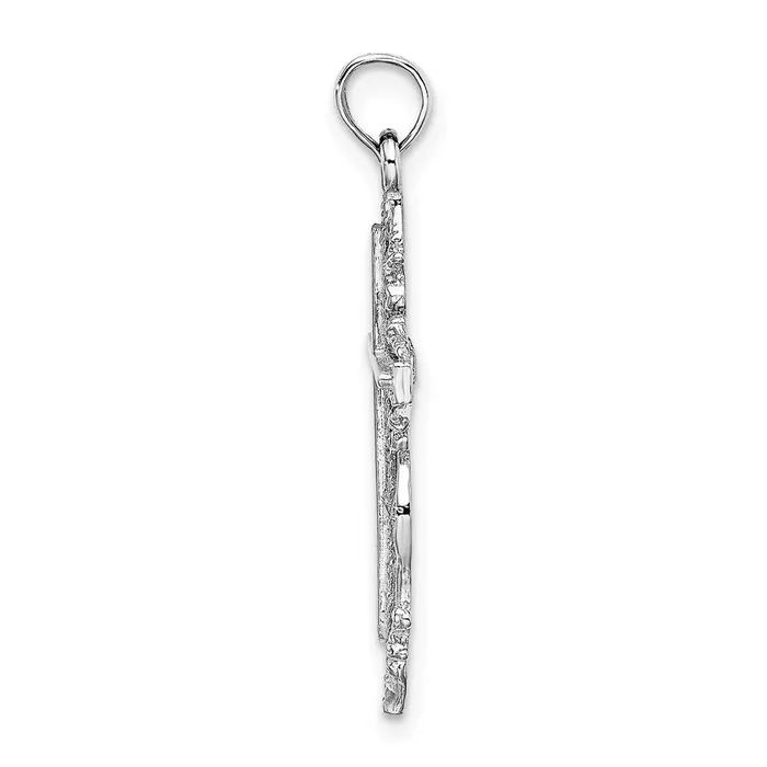 Charm Necklaces Goldia 14k White Gold Cross w Lace Trim Charm