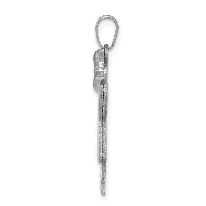 Charm Necklaces Goldia 14k White Gold Medium Girl with Bow on Right Engravable Charm