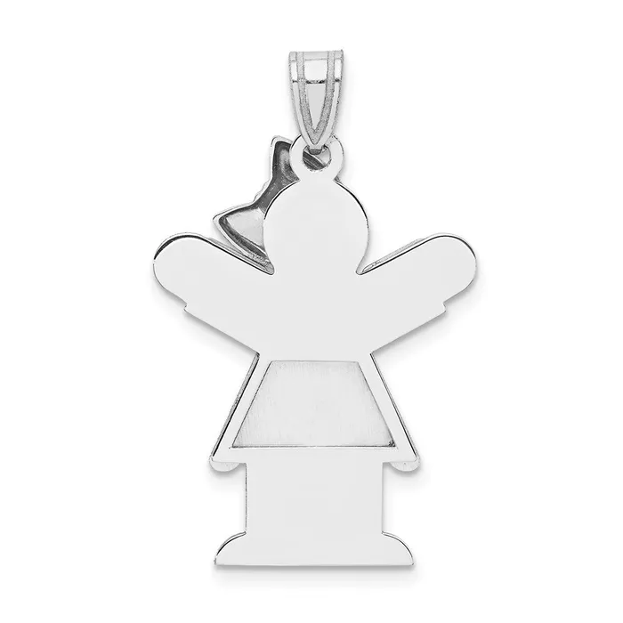 Charm Necklaces Goldia 14k White Gold Medium Girl with Bow on Right Engravable Charm