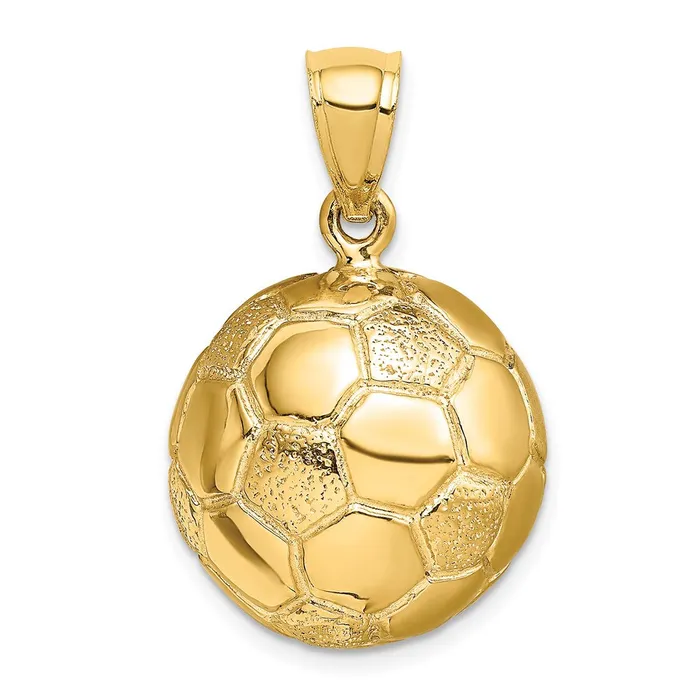 Charm Necklaces Goldia 14k Yellow Gold 3D Soccerball Charm